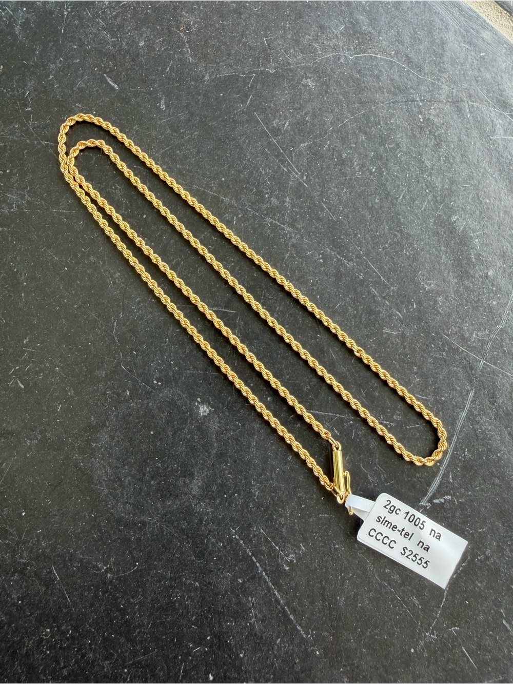 18kt. Yellow Gold Solid Rope Chain Necklace 18” long
